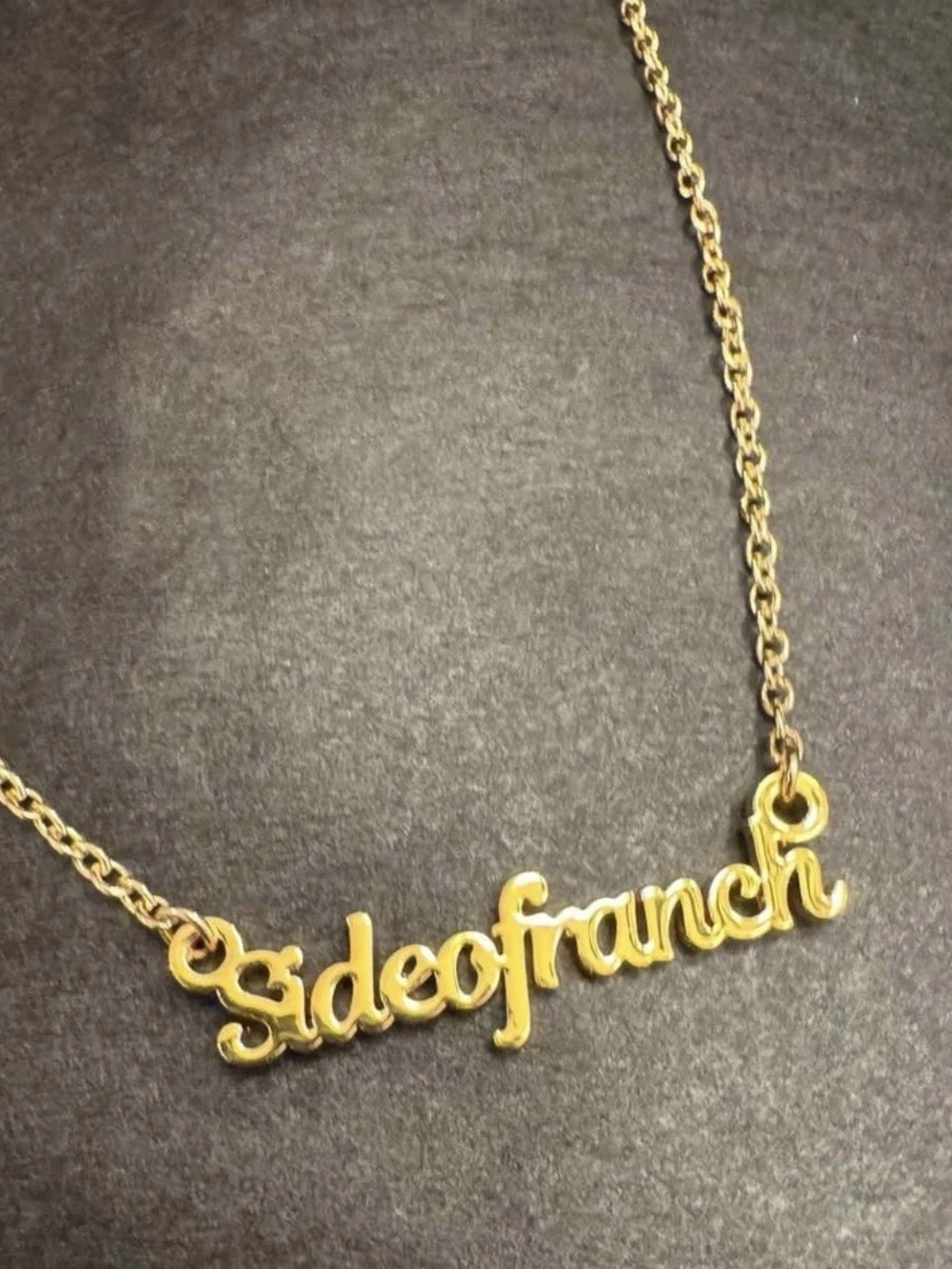 SIDE OF RANCH Script gold plated chain necklace